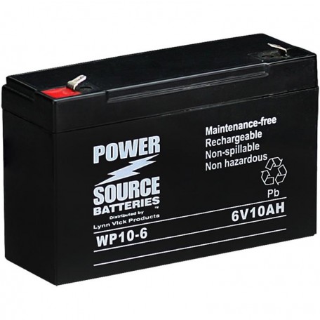 WP10-6 Sealed AGM Battery 6 volt 10ah Power Source T1 .187 terminals