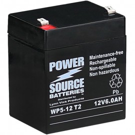 WP5-12 Sealed AGM Battery 12v 6 ah Power Source T2 .250 terminals