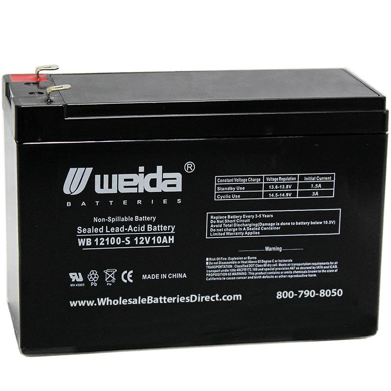 Express Sammenbrud personlighed Weida WB12100-S SLA Sealed AGM Battery 12 volt 10 ah replaces UB12100-S,  CB10-12, HGL10-12, 6-DW-10, WP10-12S BT10-12