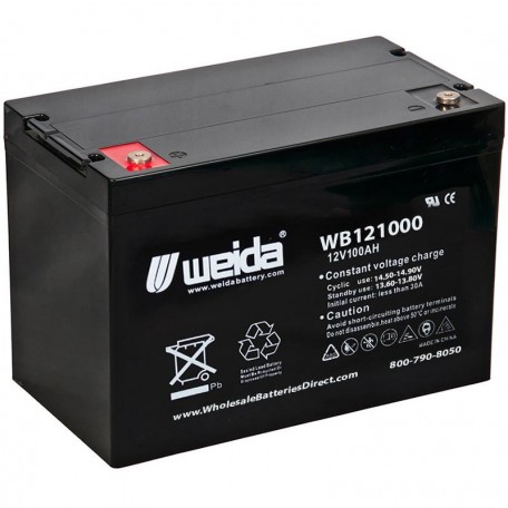 WB121000 IT SLA AGM Grp 24 12v 100ah Internal Threads Weida Battery