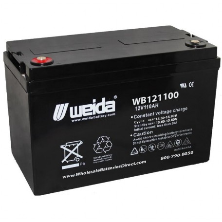 WB121100 IT SLA AGM Grp 30H 12v 110ah Internal Threads Weida Battery