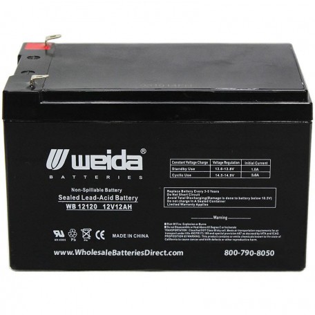 WB12120 F1 Sealed AGM Battery 12 volt 12 ah Weida .187 term