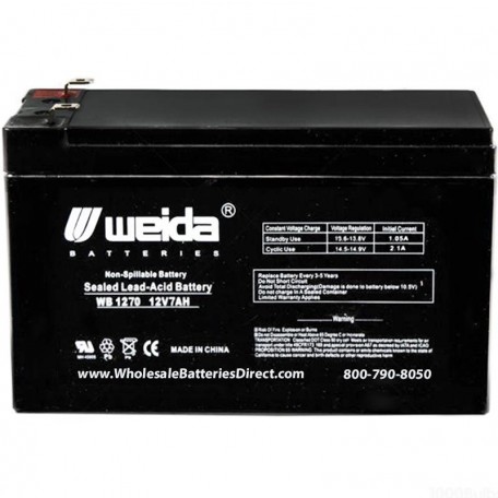WB1270 F1 Sealed AGM Battery 12v 7ah Weida .187 terminals
