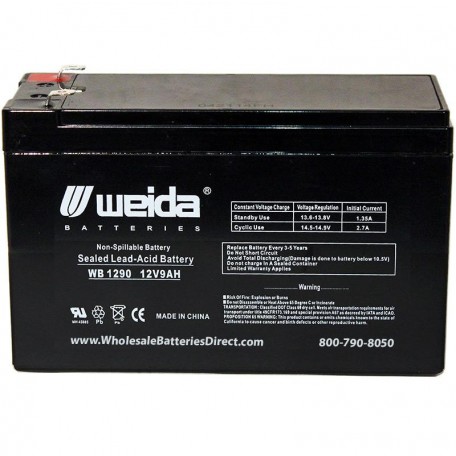 WB1290 F2 Sealed AGM Battery 12 volt 9 ah Weida .250 terminals