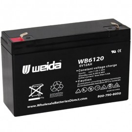 WB6120 SLA 6 volt 12 ah AGM Vision Battery F1 .187 terminals