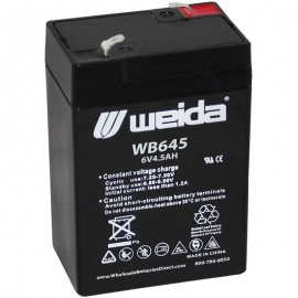 WB645 Sealed AGM Battery 6 volt 4.5 ah Weida