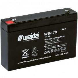 WB670 Sealed AGM Battery 6 volt 7 ah Weida