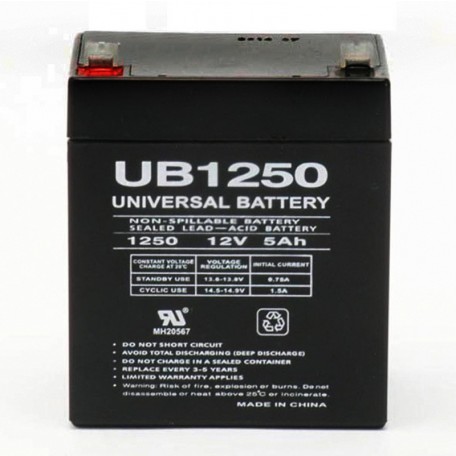12 Volt 5 ah Alarm Battery replaces 5ah Yuasa Enersys NP5-12