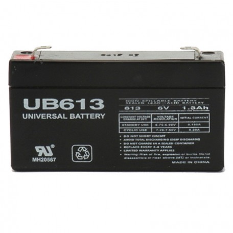 6 Volt 1.3 ah UB613 Security Alarm Battery replaces 6v 1.2ah