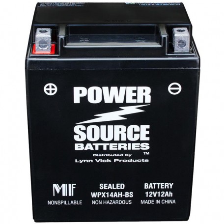 Power Source WPX14AH-BS Sealed AGM 210cca Motorcycle Battery
