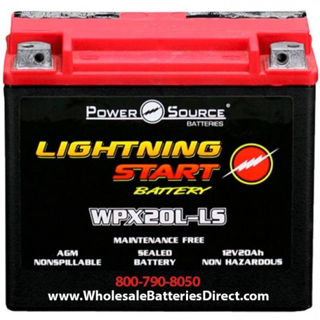 Lightning Start WPX20L-LS Sealed 500cca Harley Motorcycle Battery