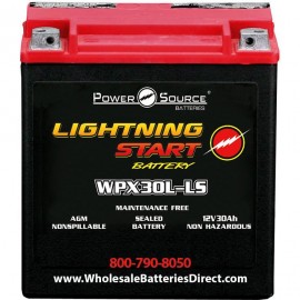 WPX30L-LS 600cca Battery replaces Power Sonic PTX30L-BS, PTX30LBS