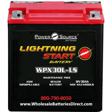 Lightning Start WPX30L-LS Sealed 600cca Harley Motorcycle Battery