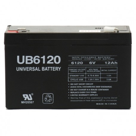 6 Volt 12 ah UPS Battery replaces GS Portalac PE6V12F2, PE6V12 F2