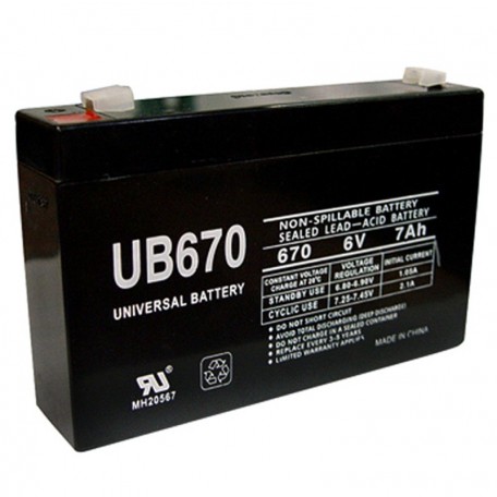 6 Volt 7ah UB670 UPS Battery replaces EaglePicher CareFree HE-6V7.7