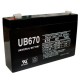 6 Volt 7ah UB670 UPS Battery replaces 7.2ah Fiamm FG10721, FG 10721