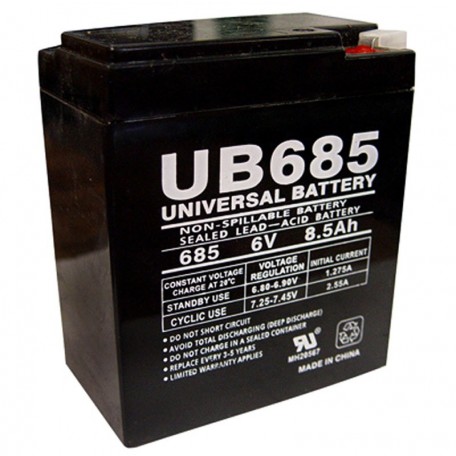 6 Volt 8.5 ah UB685 Emergency Lighting Battery replaces 9 ah